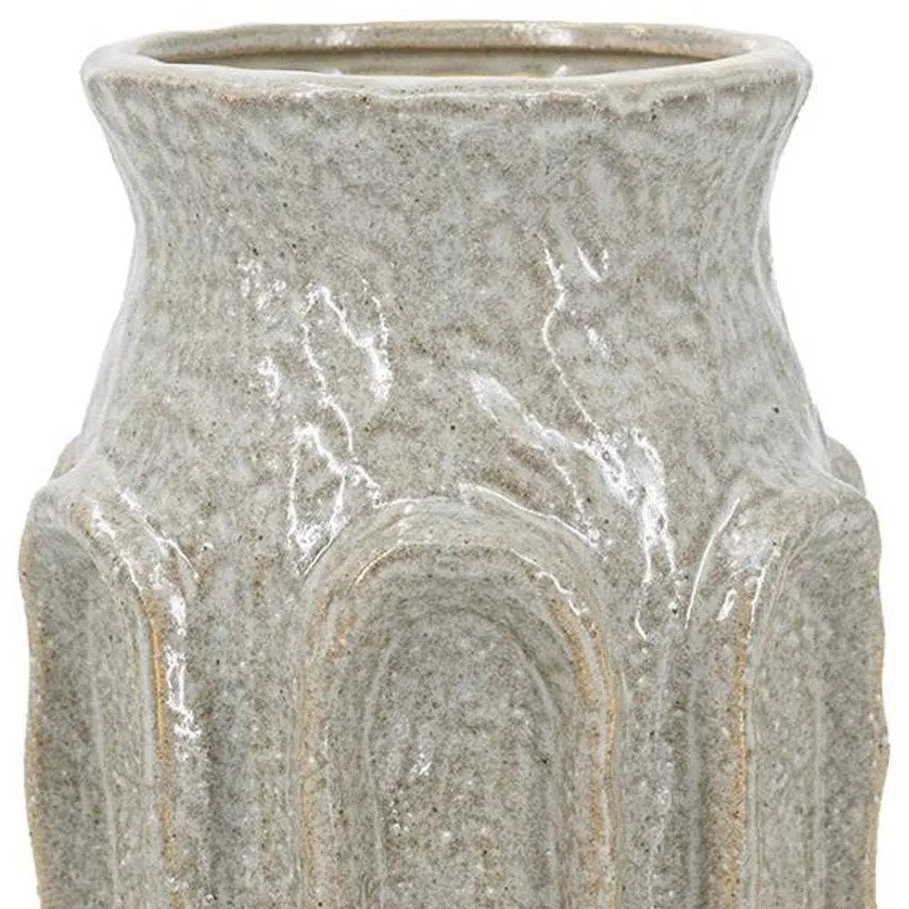 8" Sage And Gray Textural Ceramic Table Vase - NOBLE HOME INTERIORS