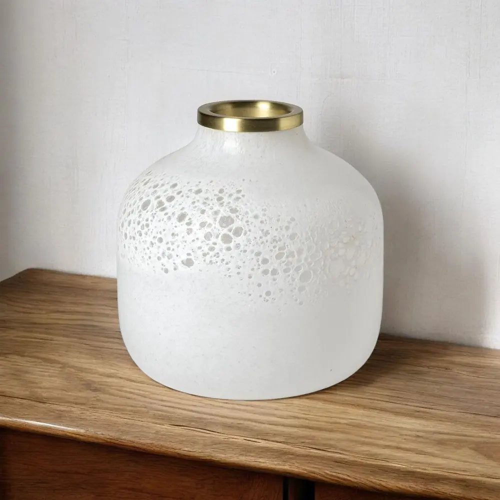 8" White Abstract Cylinder Crystal Glass Table Vase - NOBLE HOME INTERIORS