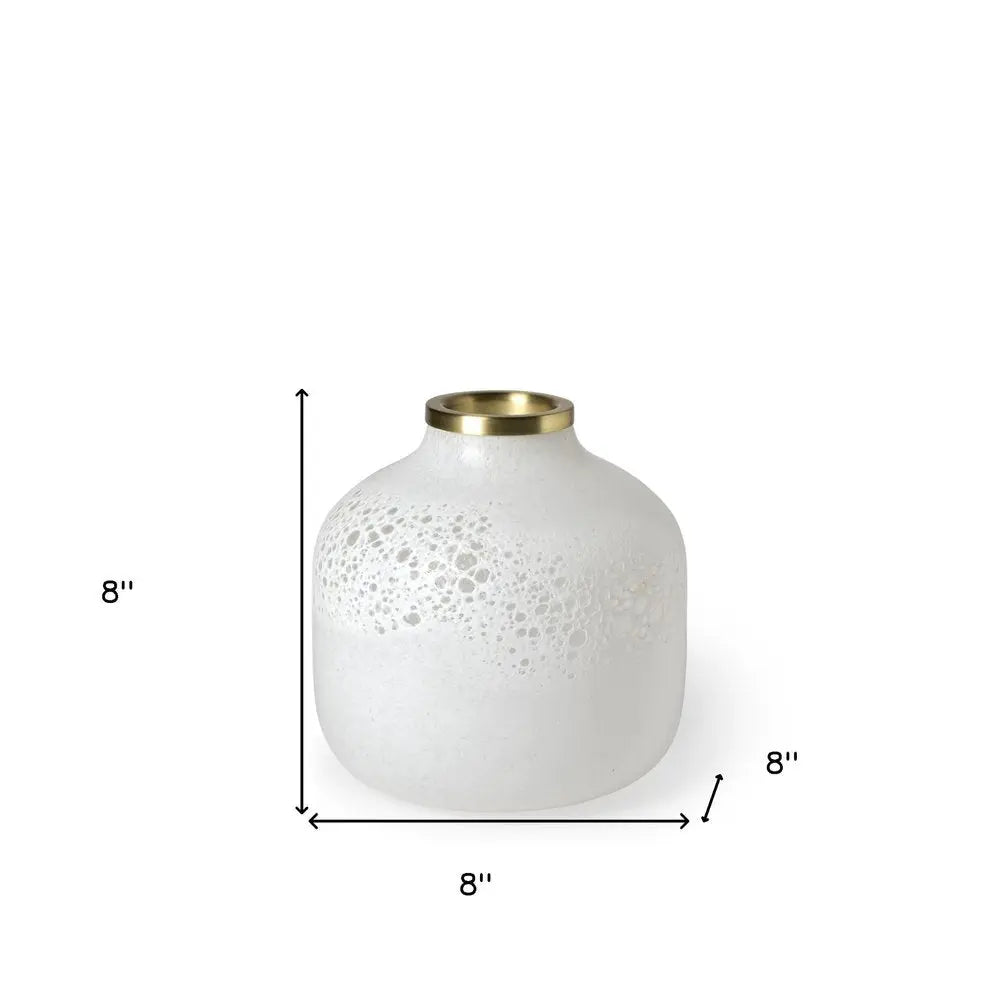 8" White Abstract Cylinder Crystal Glass Table Vase - NOBLE HOME INTERIORS