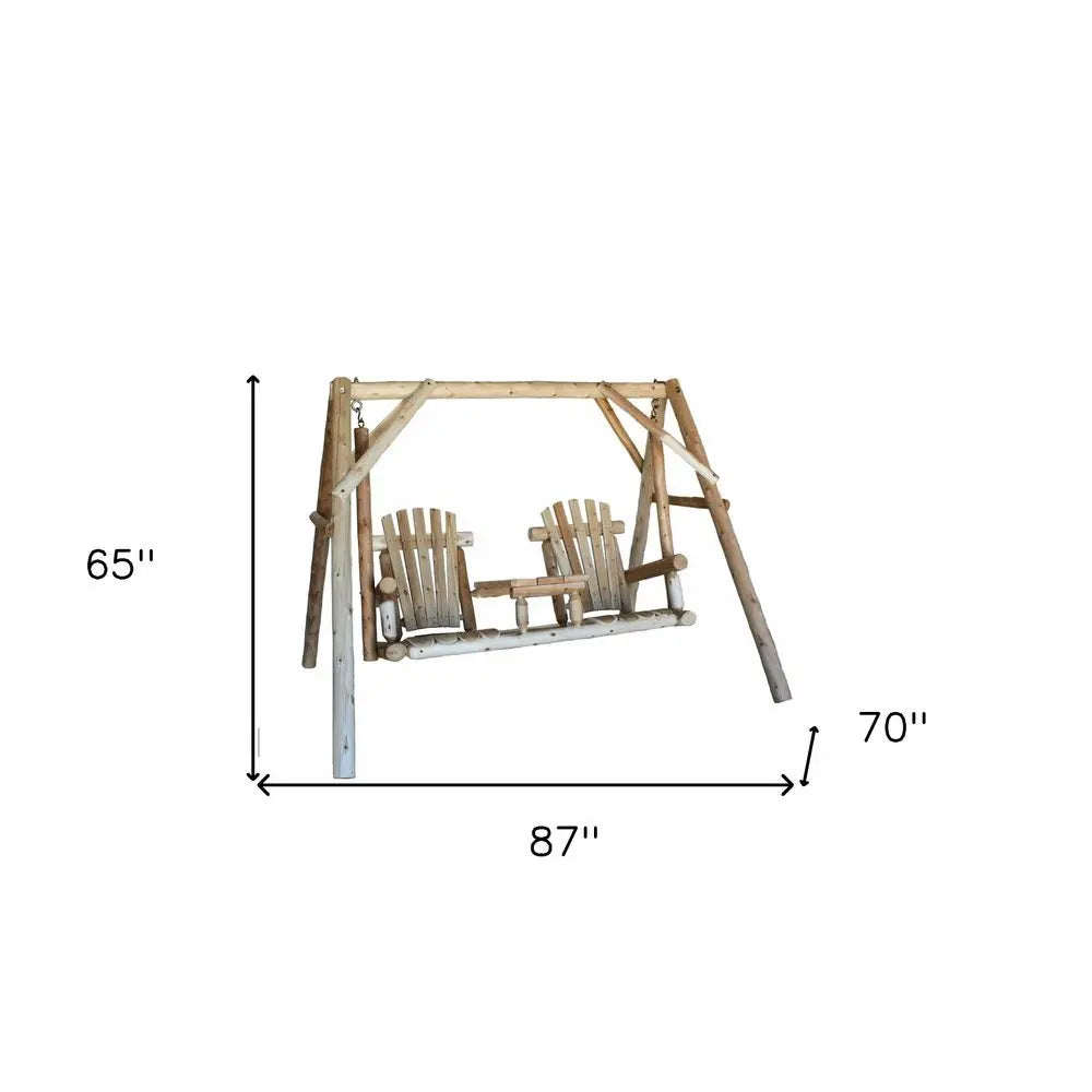 87" Natural Solid Wood Swing Chair - NOBLE HOME INTERIORS