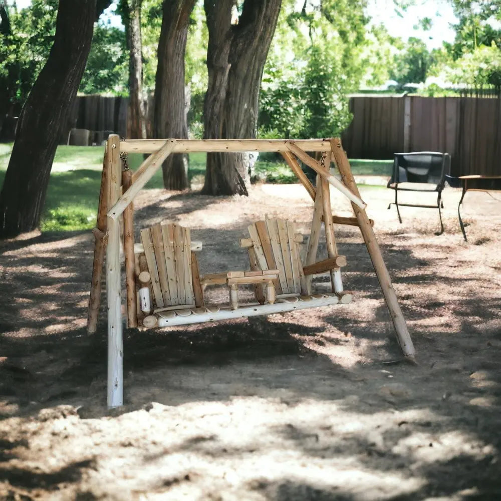 87" Natural Solid Wood Swing Chair - NOBLE HOME INTERIORS