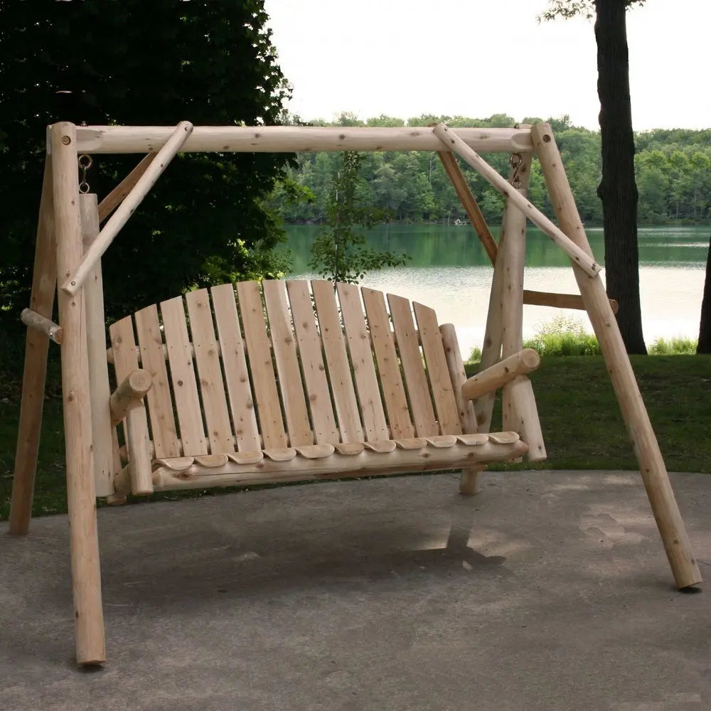 87" Natural Solid Wood Swing Chair - NOBLE HOME INTERIORS