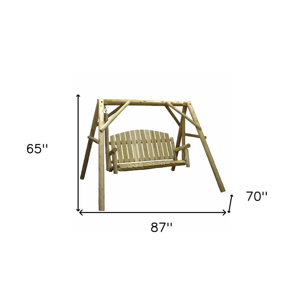 87" Natural Solid Wood Swing Chair - NOBLE HOME INTERIORS