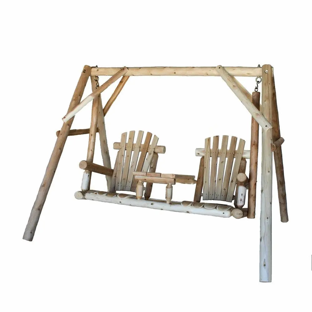 87" Natural Solid Wood Swing Chair - NOBLE HOME INTERIORS