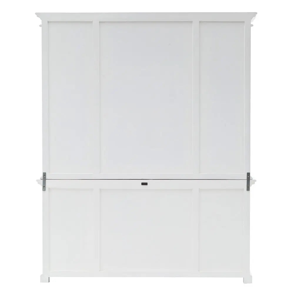 87" White Wood Bookcase with Glass Doors Drawers and Baskets - NOBLE HOME INTERIORS