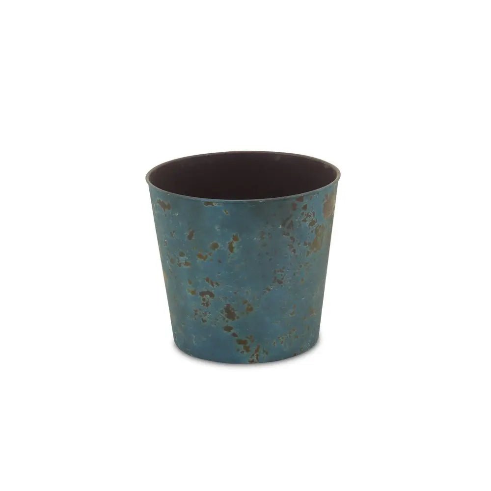 9" Blue Recycled Plastic Indoor Outdoor Round Pot Planter - NOBLE HOME INTERIORS