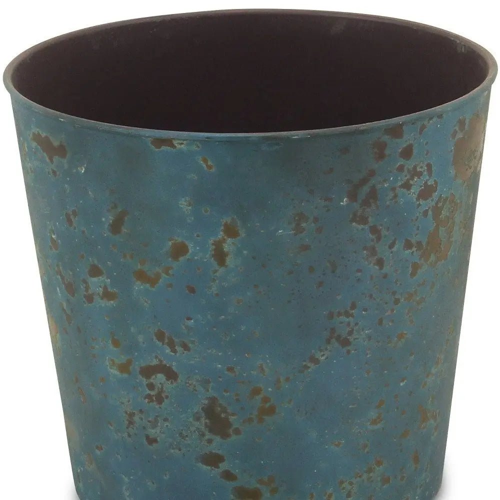 9" Blue Recycled Plastic Indoor Outdoor Round Pot Planter - NOBLE HOME INTERIORS