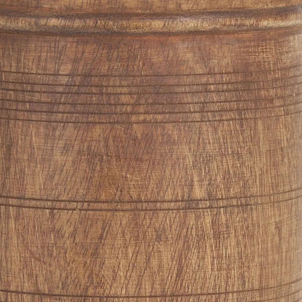9" Brown Cylinder Solid Wood Table Vase - NOBLE HOME INTERIORS