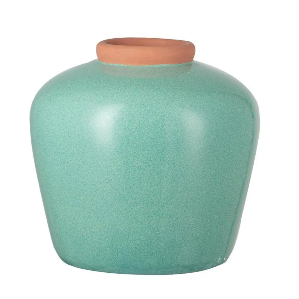 9" Brown Round Ceramic Table Vase - NOBLE HOME INTERIORS