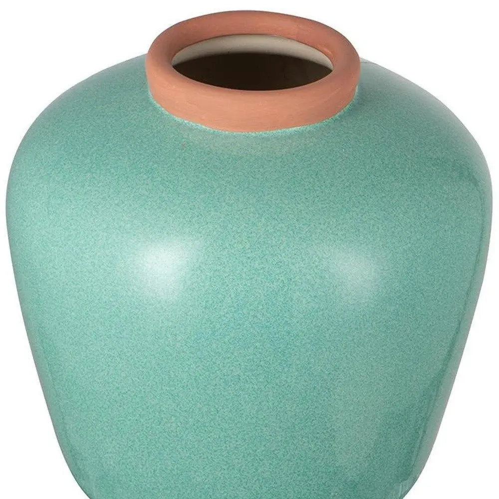 9" Brown Round Ceramic Table Vase - NOBLE HOME INTERIORS