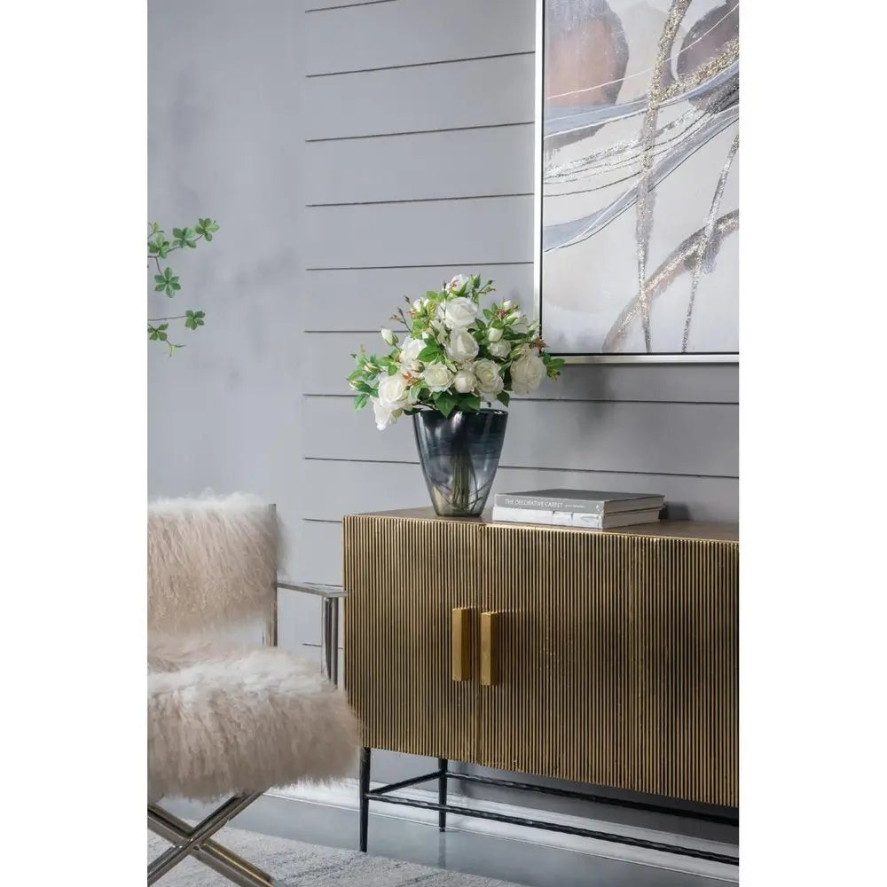 9" Charcoal Abstract Swirl Art Glass Table Vase - NOBLE HOME INTERIORS