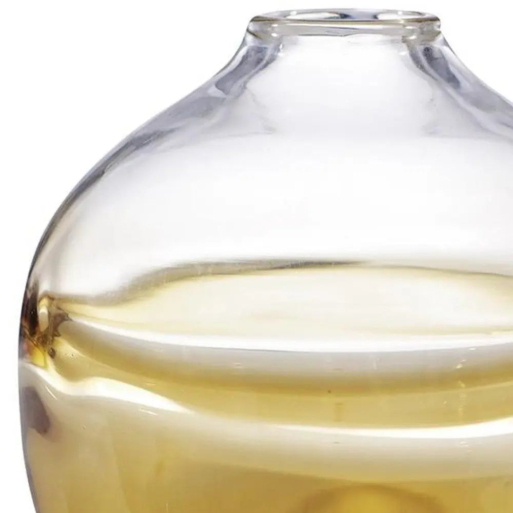 9" Clear And Brown Ombre Round Glass Table Vase - NOBLE HOME INTERIORS