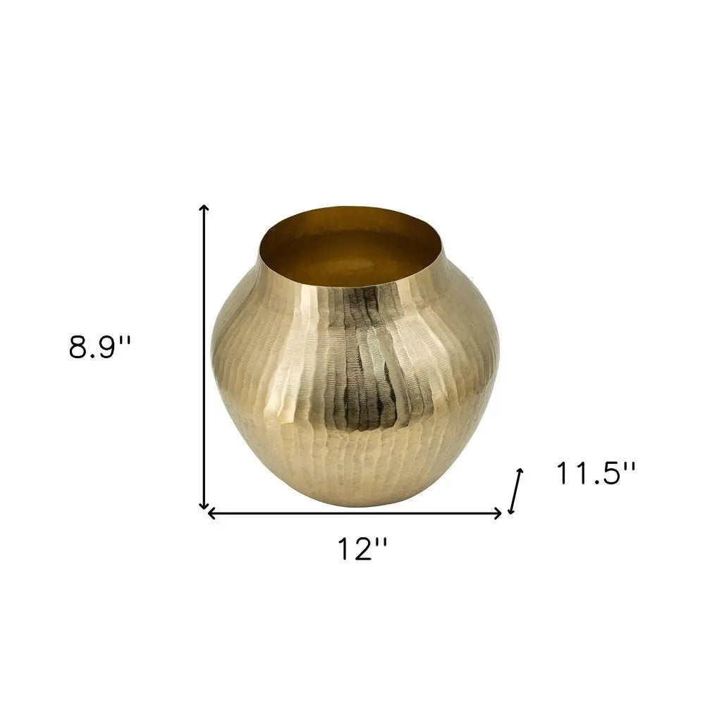 9" Gold Round Aluminum Table Vase - NOBLE HOME INTERIORS