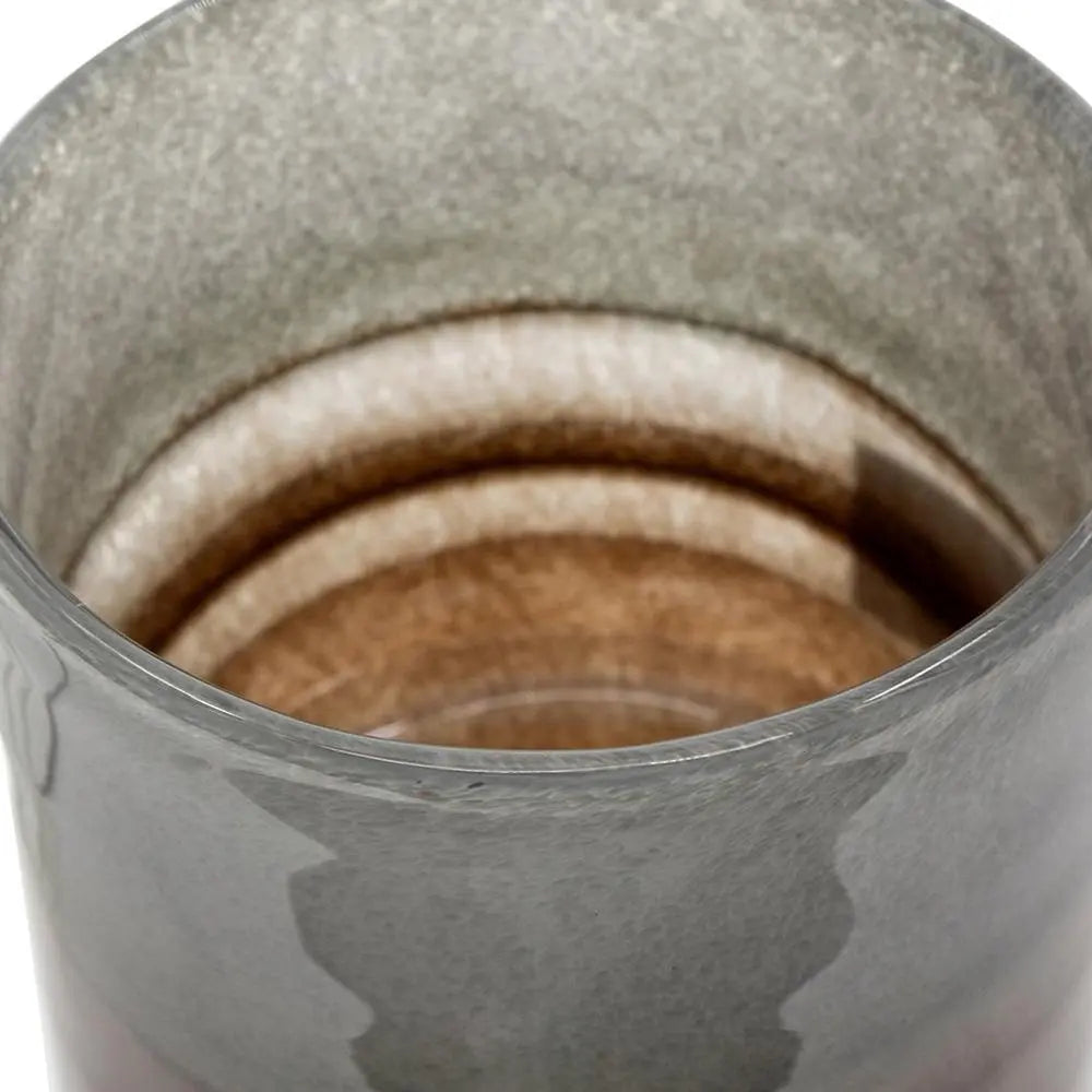 9" Gray And Brown Ombre Round Glass Table Vase - NOBLE HOME INTERIORS