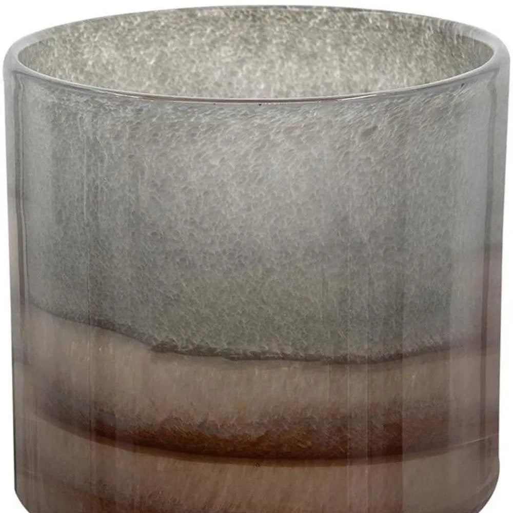 9" Gray And Brown Ombre Round Glass Table Vase - NOBLE HOME INTERIORS