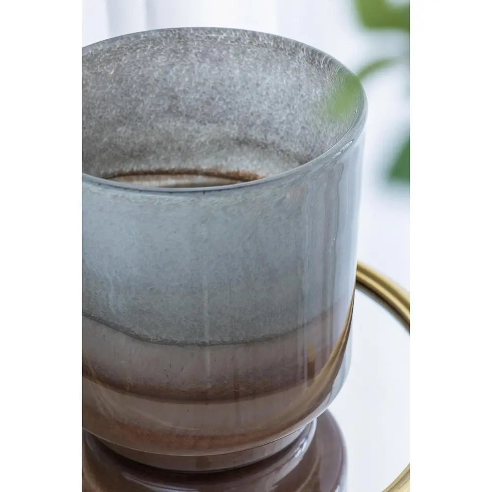 9" Gray And Brown Ombre Round Glass Table Vase - NOBLE HOME INTERIORS