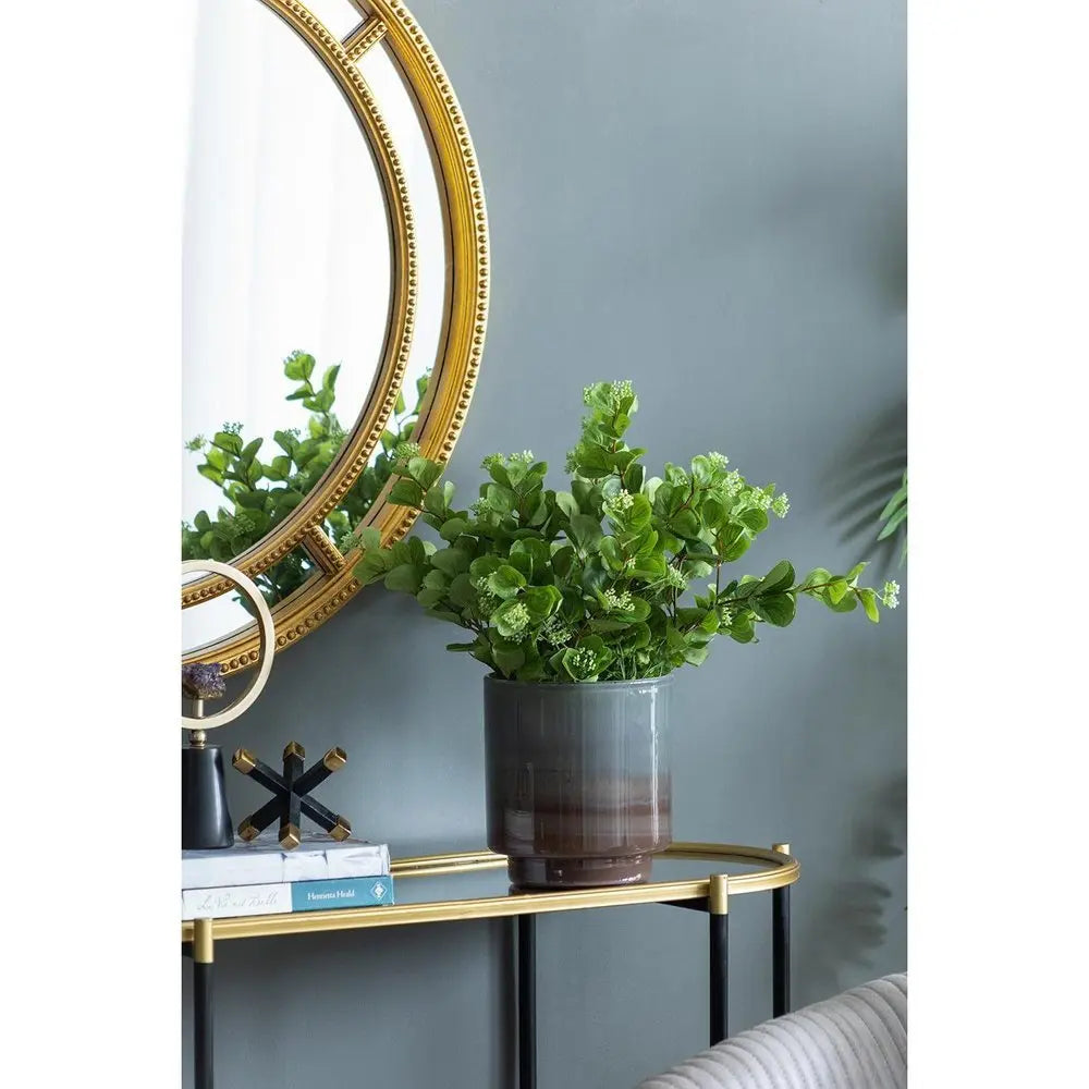 9" Gray And Brown Ombre Round Glass Table Vase - NOBLE HOME INTERIORS