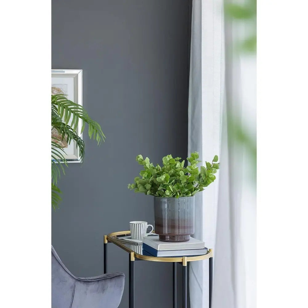 9" Gray And Brown Ombre Round Glass Table Vase - NOBLE HOME INTERIORS