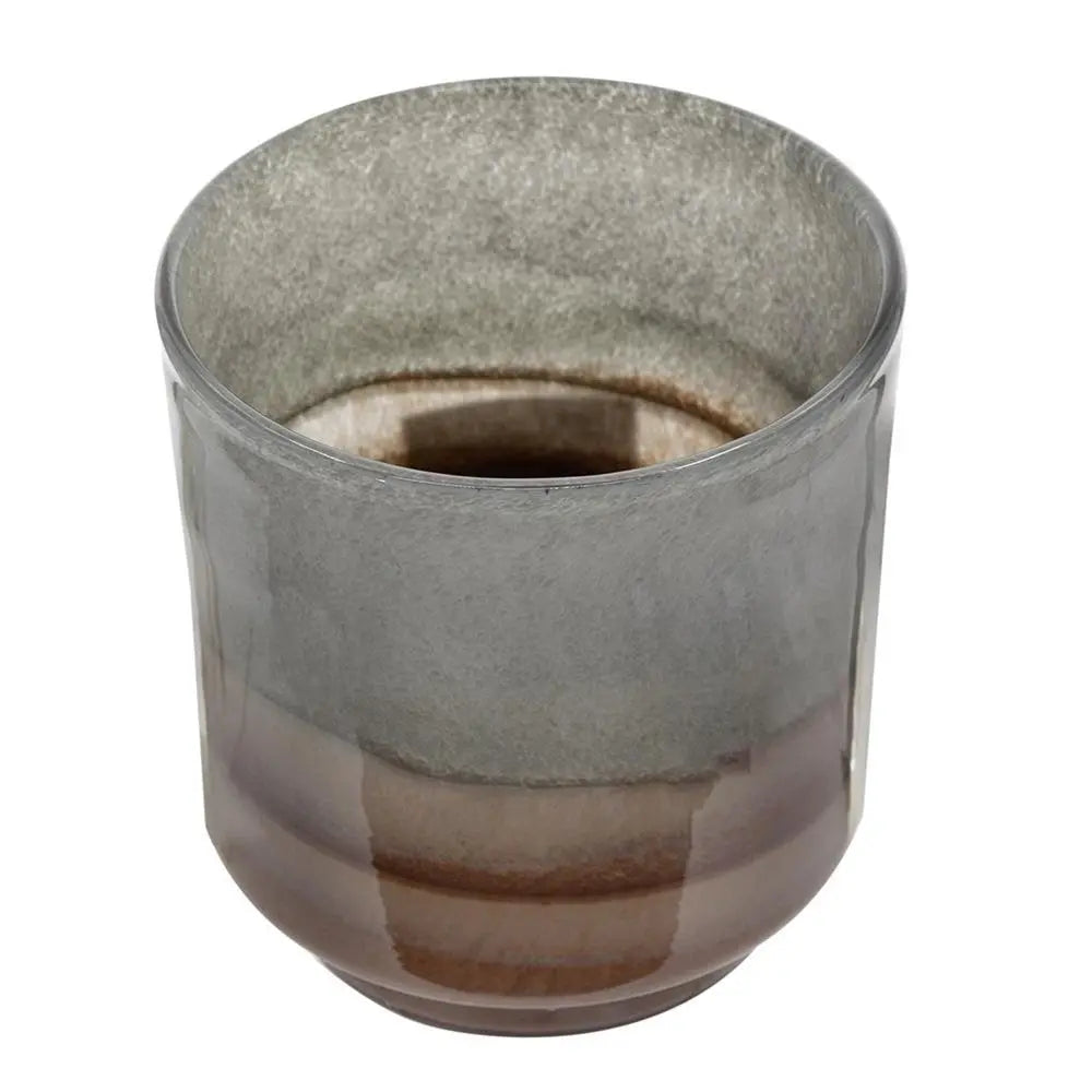 9" Gray And Brown Ombre Round Glass Table Vase - NOBLE HOME INTERIORS