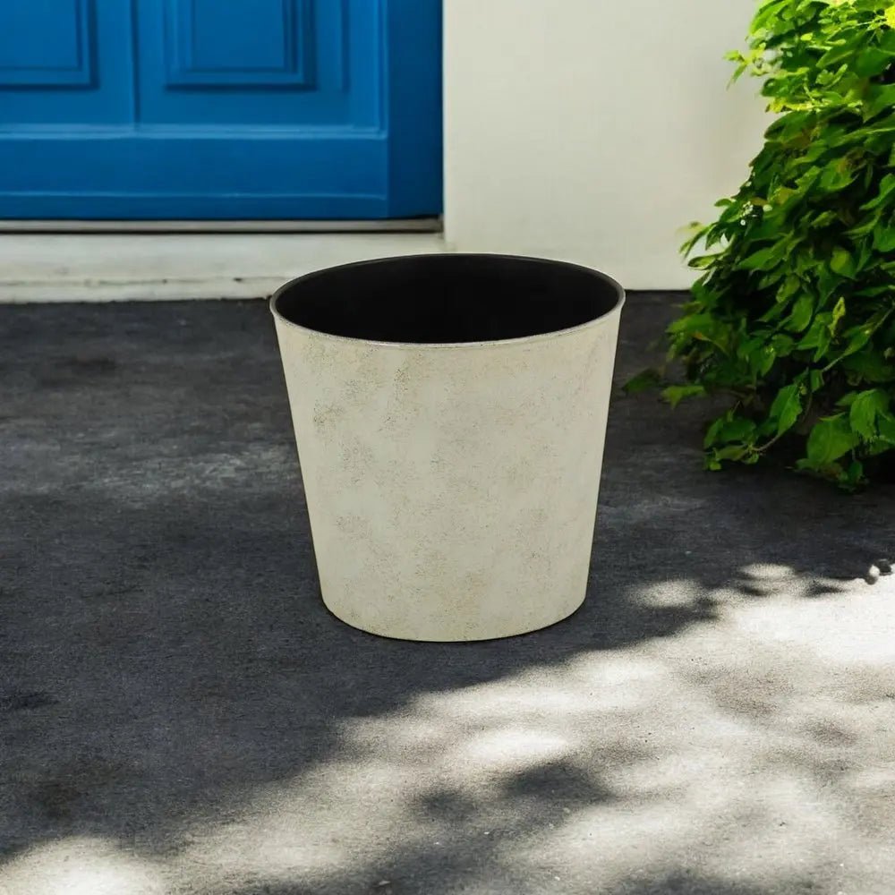 9" Gray Recycled Plastic Indoor Outdoor Round Pot Planter - NOBLE HOME INTERIORS