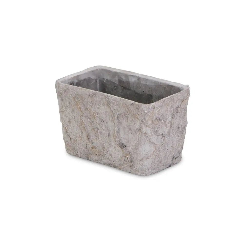 9" Gray Speckle Glaze Cement Indoor Outdoor Rectangular Pot Planter - NOBLE HOME INTERIORS