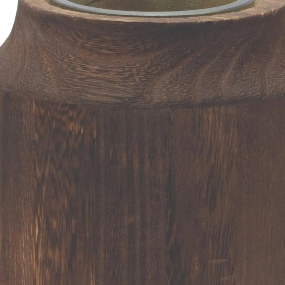 9" Green And Brown Round Glass Table Vase - NOBLE HOME INTERIORS