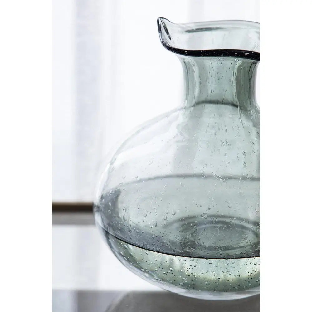 9" Light Gray Bubble Glass Round Table Vase - NOBLE HOME INTERIORS