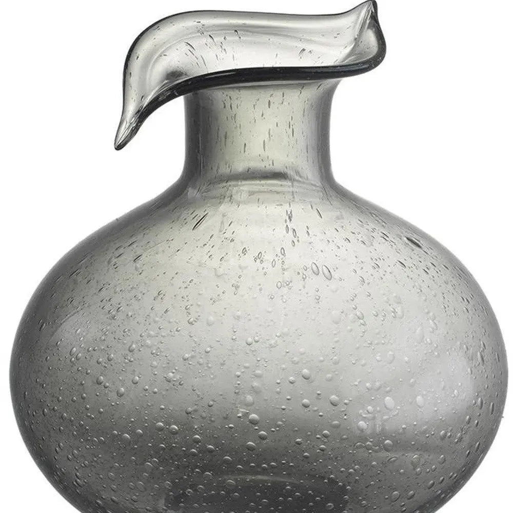 9" Light Gray Bubble Glass Round Table Vase - NOBLE HOME INTERIORS