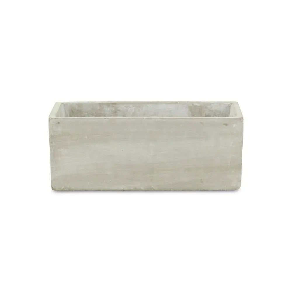 9" Light Gray Cement Indoor Outdoor Rectangular Pot Planter - NOBLE HOME INTERIORS