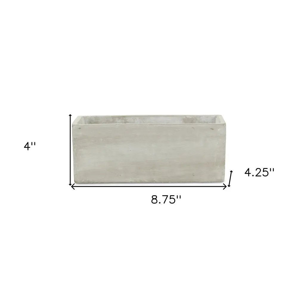 9" Light Gray Cement Indoor Outdoor Rectangular Pot Planter - NOBLE HOME INTERIORS