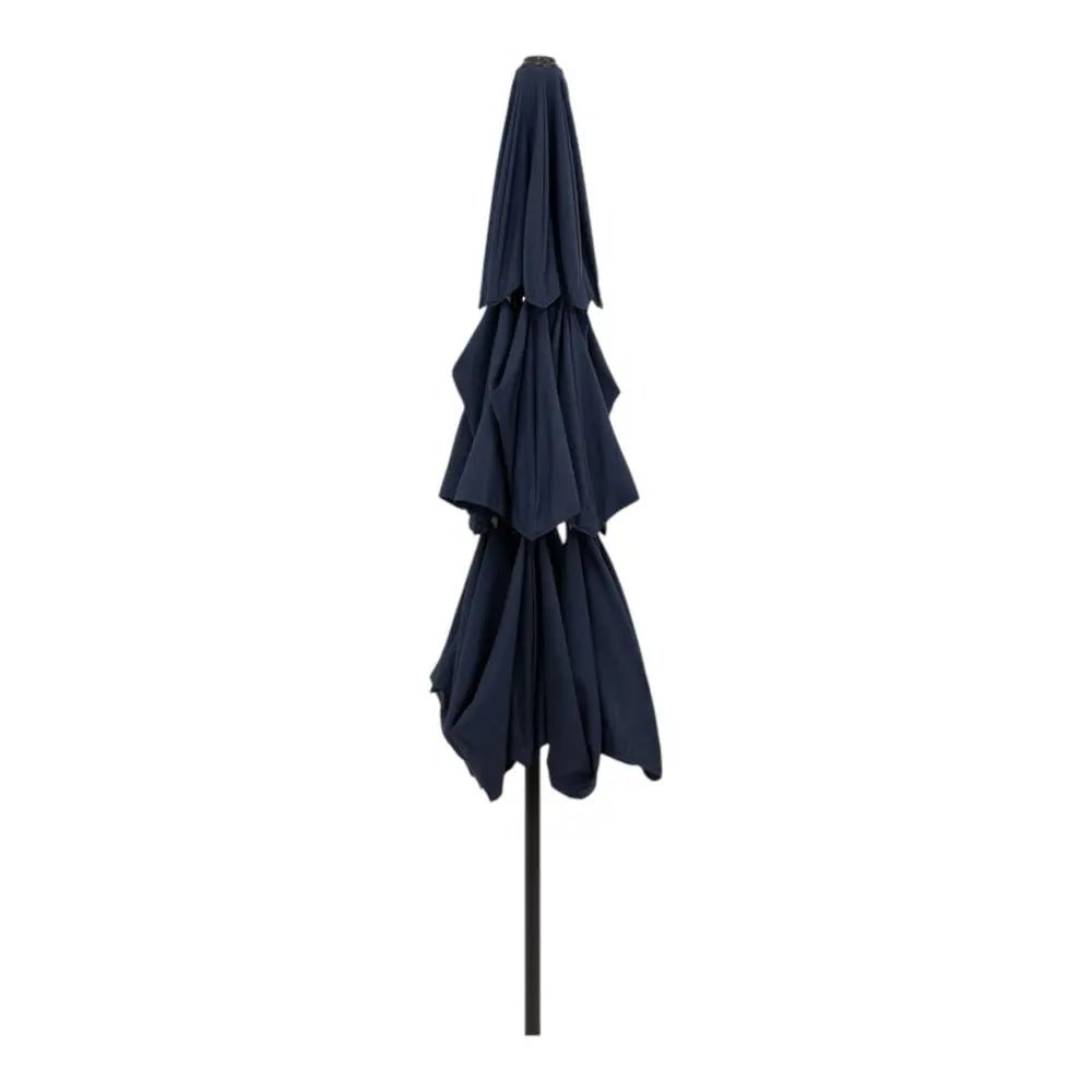 96" Dark Blue Polyester Octagonal Tilt Lighted Market Patio Umbrella - NOBLE HOME INTERIORS