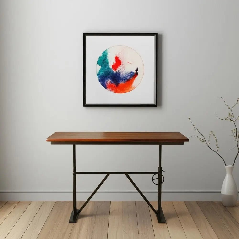 Adjustable Height Brown and Black Solid Wood and Iron Writing Desk - NOBLE HOME INTERIORS