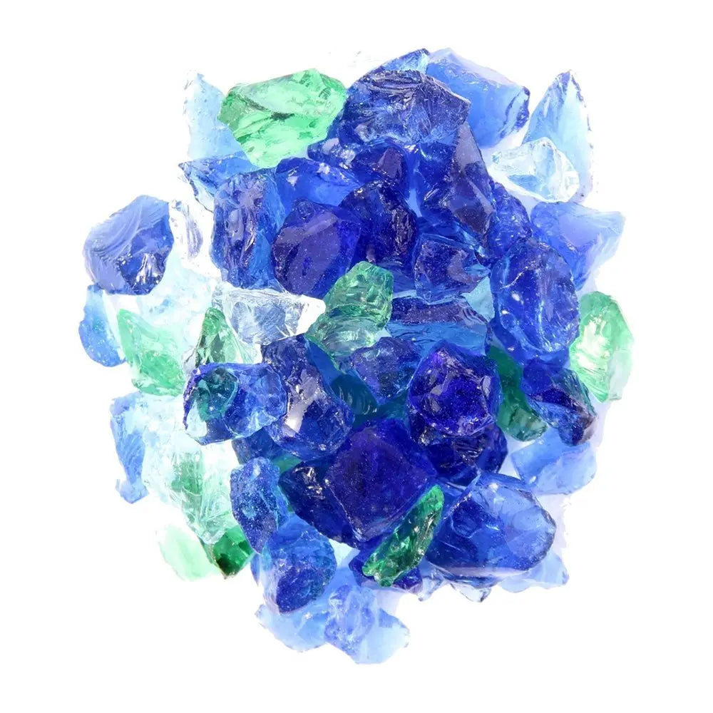 Blue And Green Round Reflective Fire Pit Glass - NOBLE HOME INTERIORS