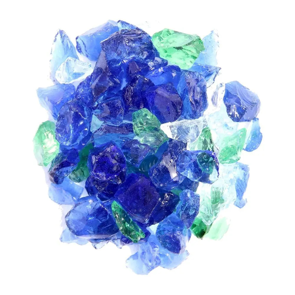 Blue And Green Round Reflective Fire Pit Glass - NOBLE HOME INTERIORS