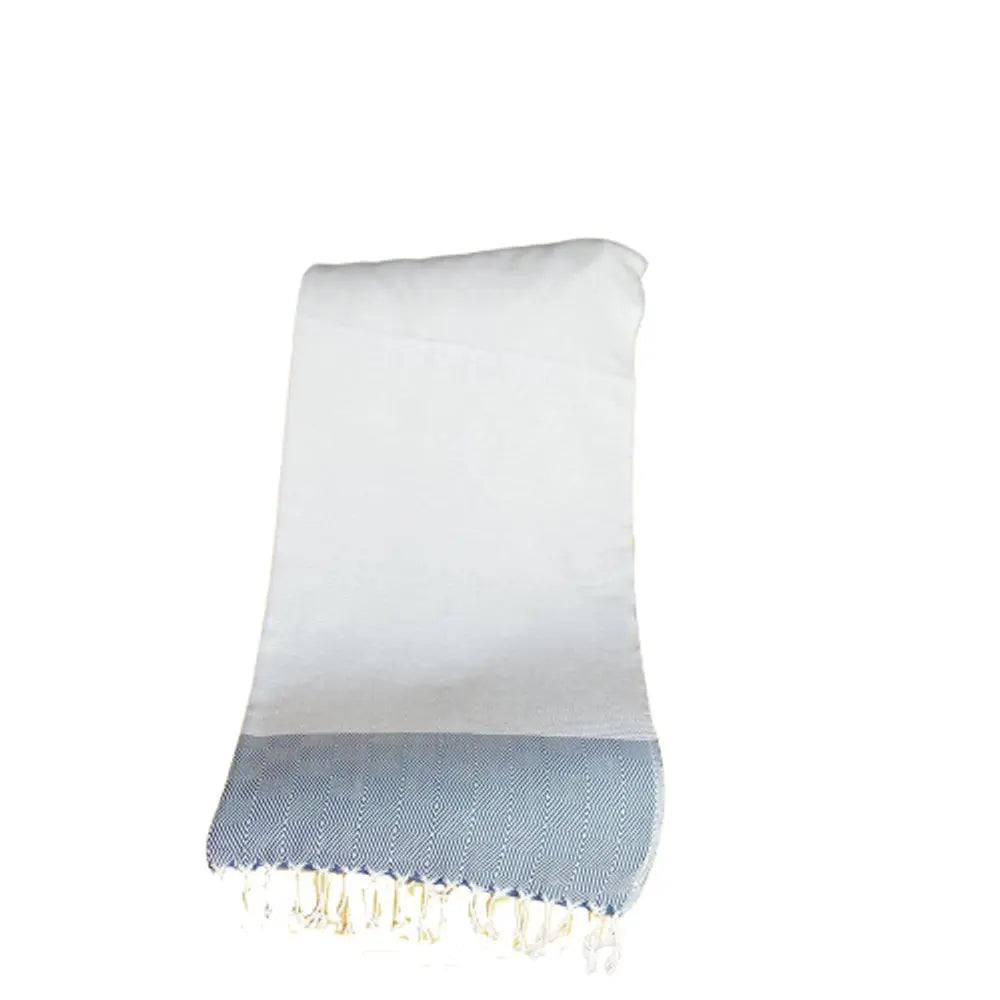 Blue And White Squares And Stripes Turkish Towel Or Throw Blanket - NOBLE HOME INTERIORS
