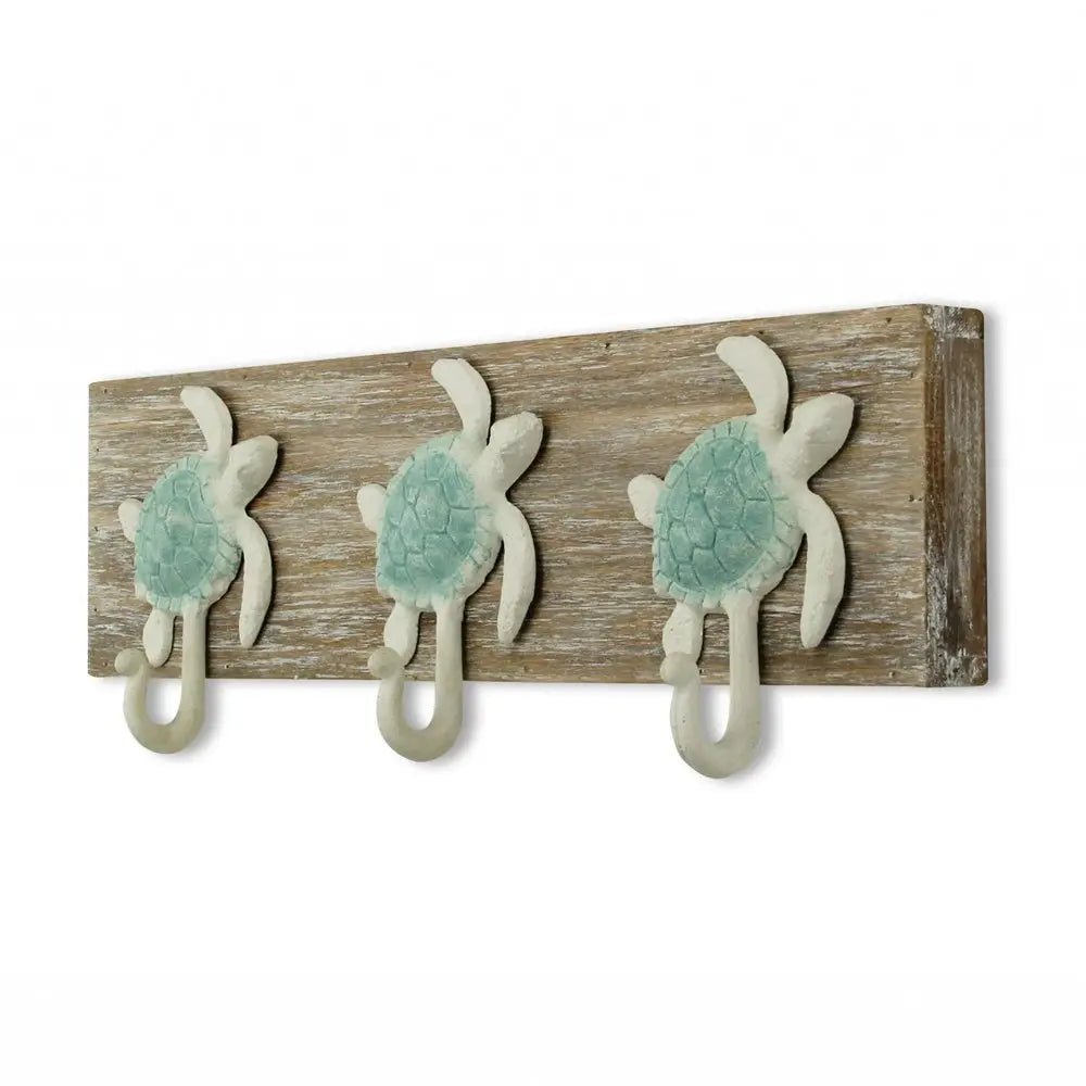Coastal Sea Turtle Three Hook Coat Hanger - NOBLE HOME INTERIORS