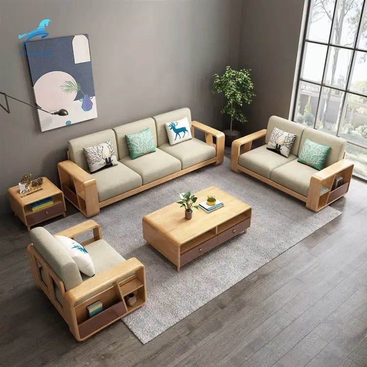 Design Solid Wood Furniture Sitting Room Furniture 3 Seaters Couch Sofa - NOVA - HOME - FURNITURE