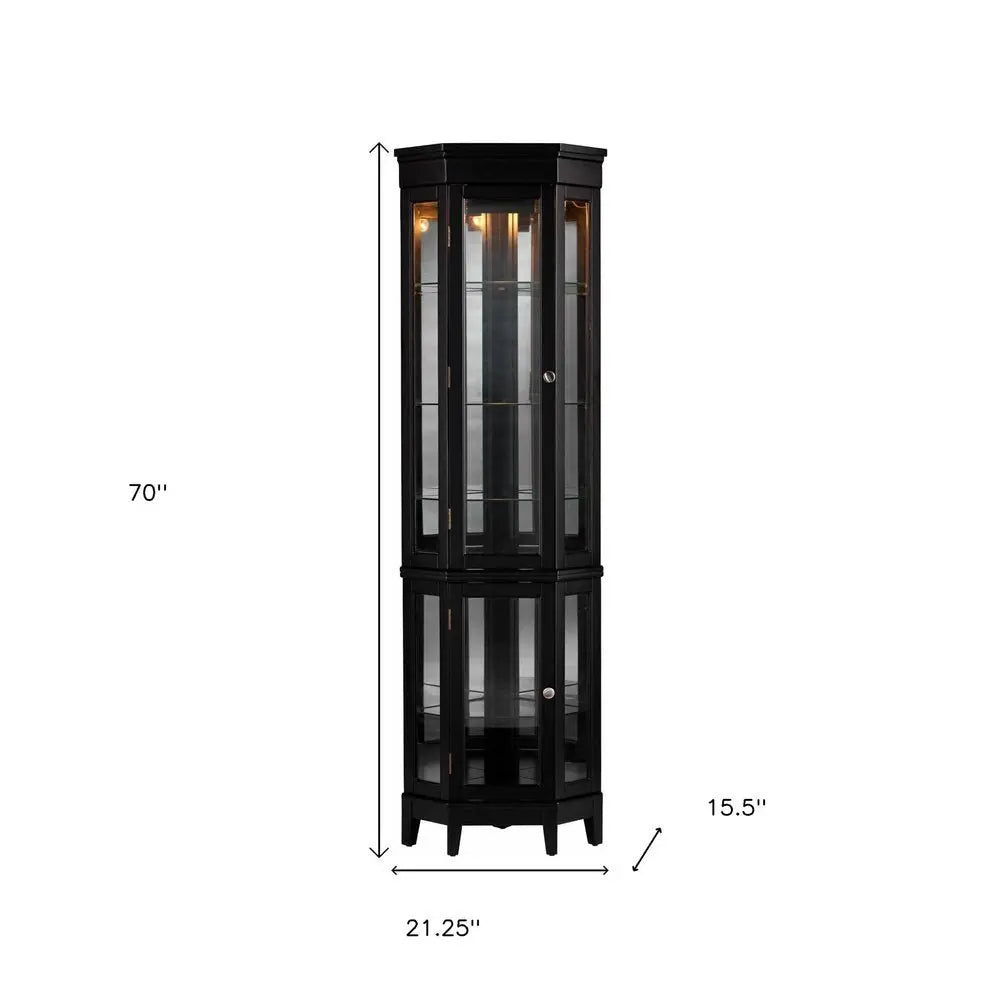 Elegant Black Lighted Curio Cabinet - NOVA HOME FURNITURE