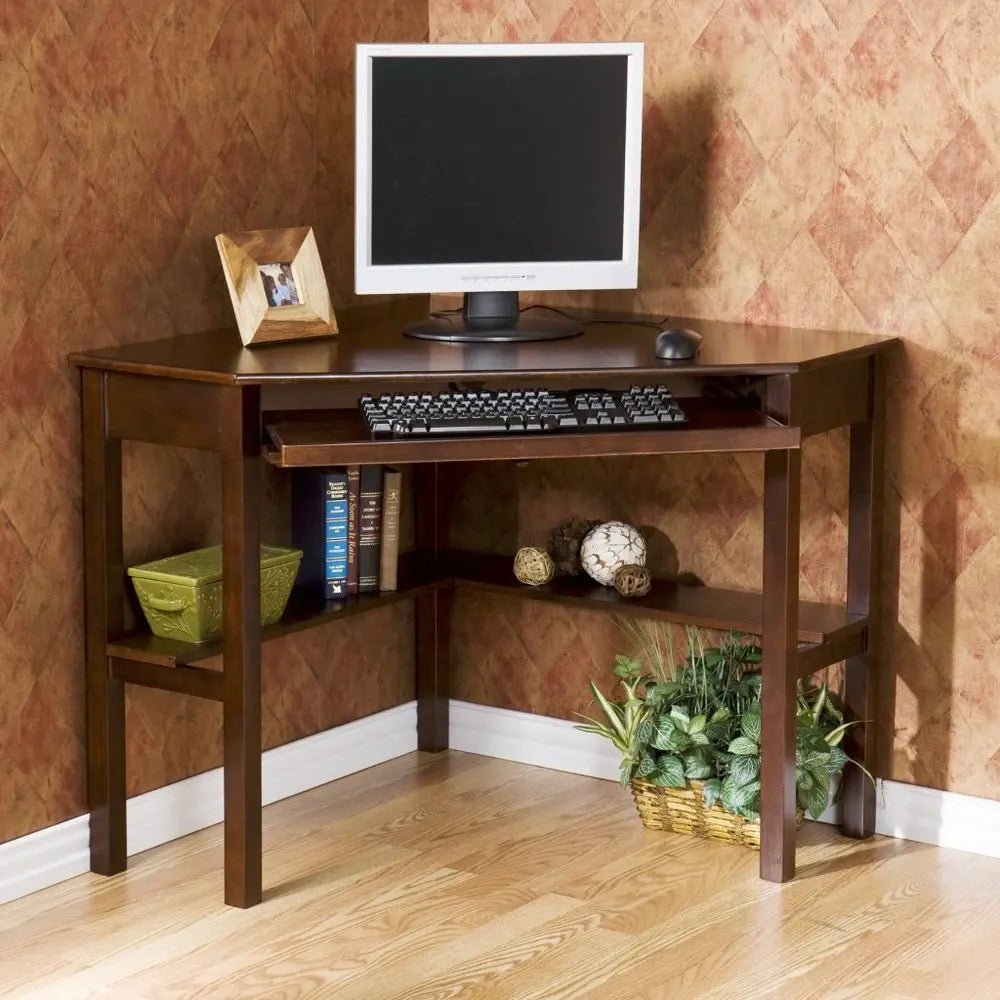 Espresso Corner Computer Desk - NOBLE HOME INTERIORS