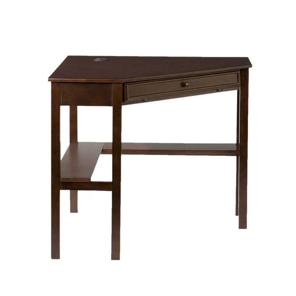 Espresso Corner Computer Desk - NOBLE HOME INTERIORS