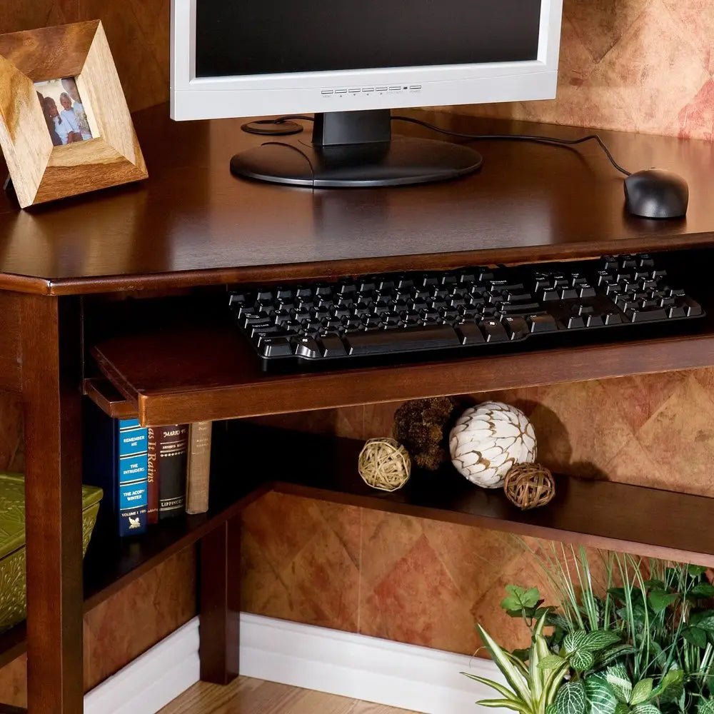 Espresso Corner Computer Desk - NOBLE HOME INTERIORS