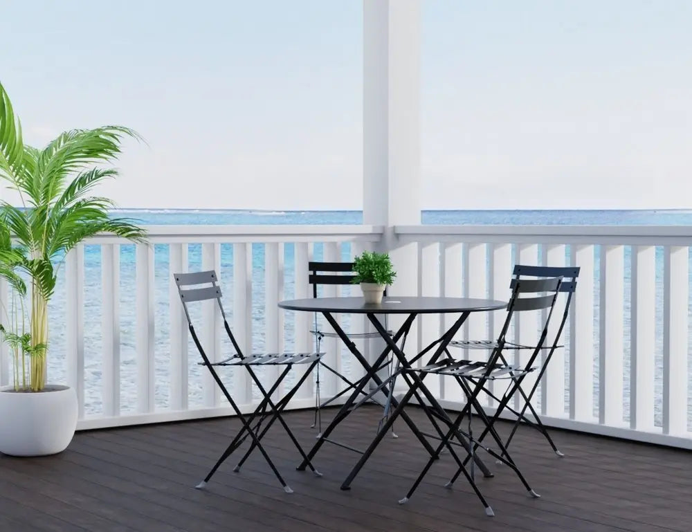 Five Piece Black Round Metal Dining Set with Four Chairs - NOBLE HOME INTERIORS