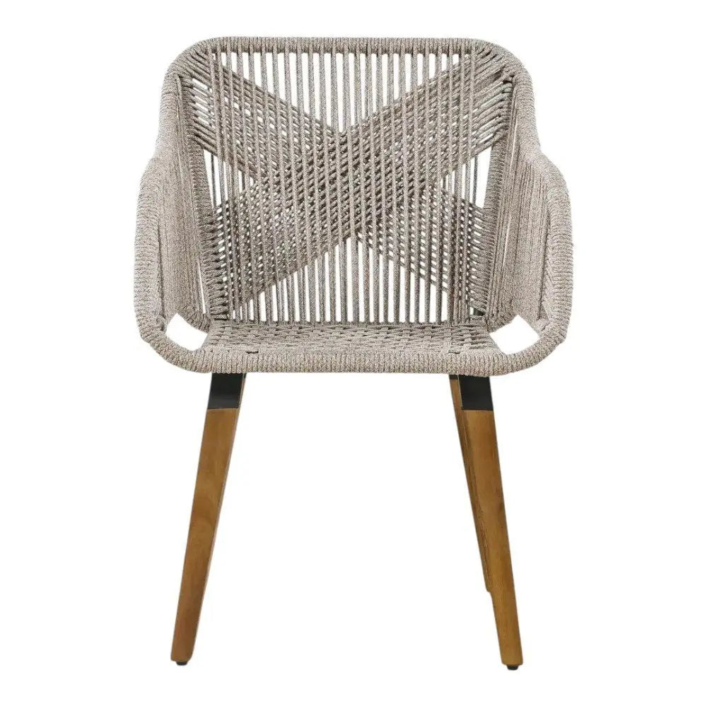 Five Piece Light Gray and Tan Wicker Upholstered Cushions Two Person Seating Group With Table - NOBLE HOME INTERIORS