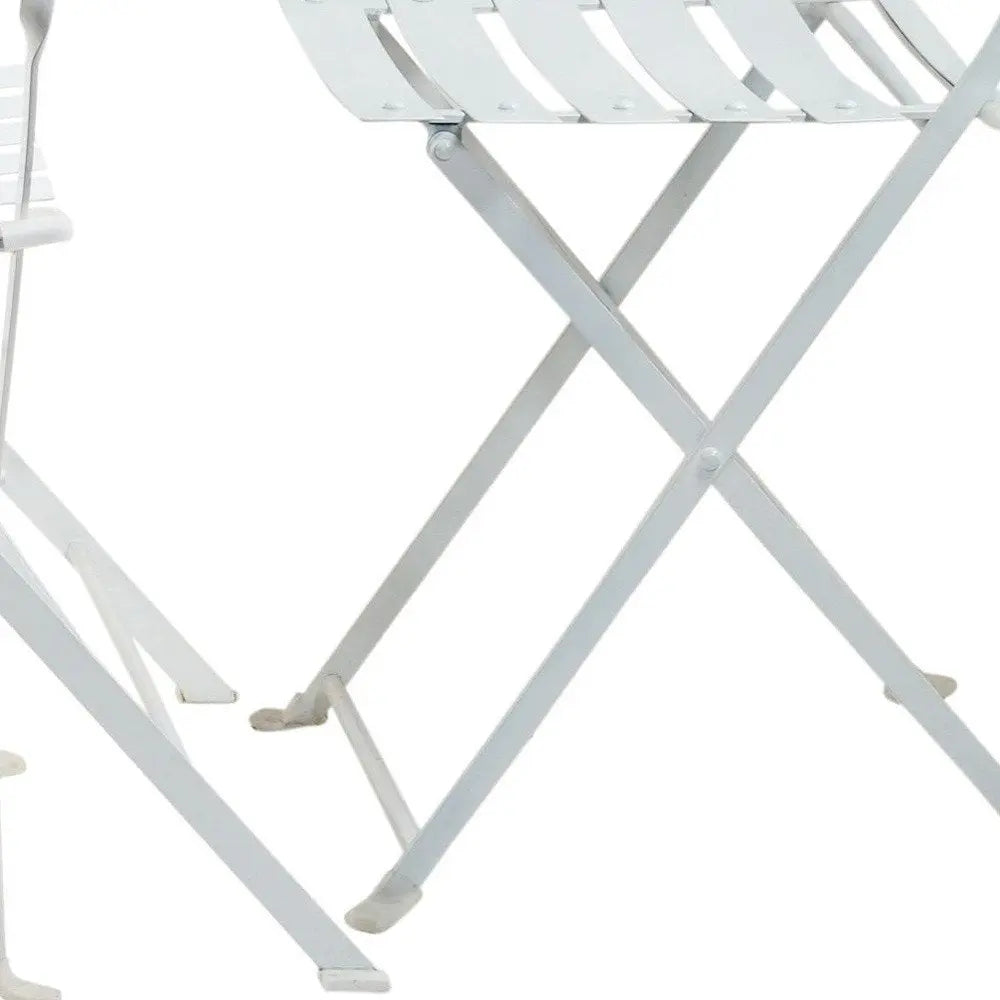 Five Piece White Round Metal Dining Set with Four Chairs - NOBLE HOME INTERIORS