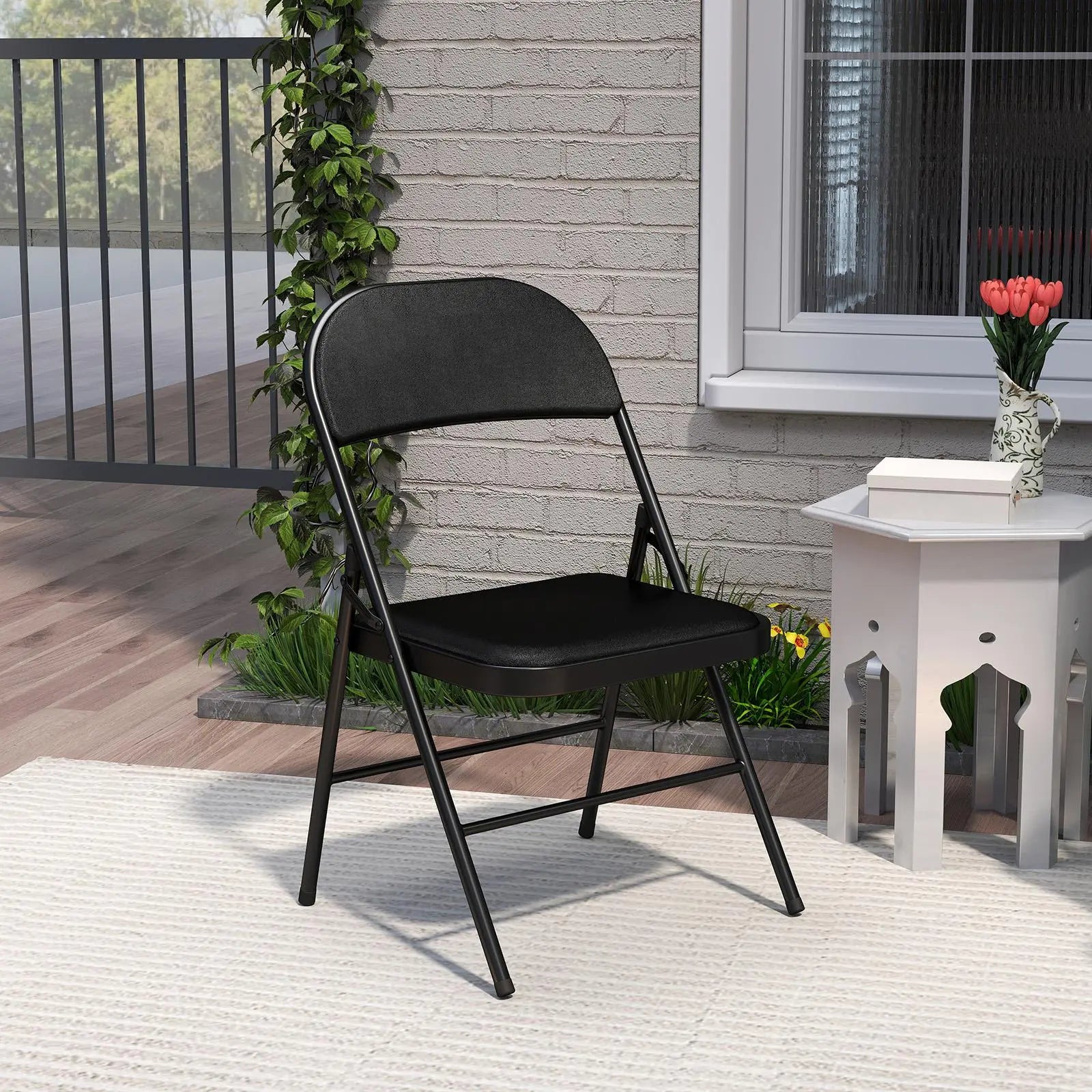 Folding Chair, Leather Padded Folding Chairs, Easy to Use and Store, Outdoor and Indoor, for Home, Office, Party, Comfy, Black - NOVA - HOME - FURNITURE