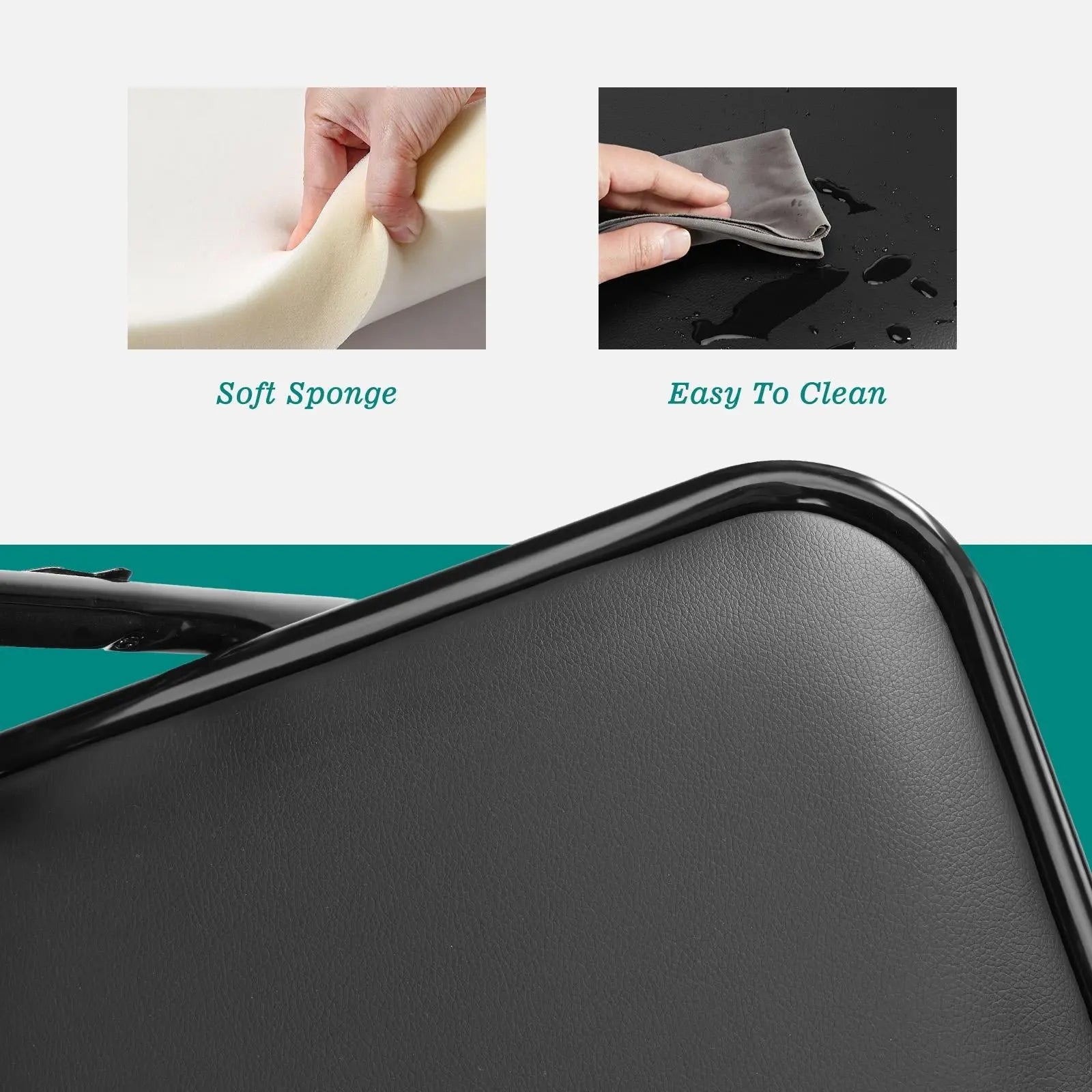 Folding Chair, Leather Padded Folding Chairs, Easy to Use and Store, Outdoor and Indoor, for Home, Office, Party, Comfy, Black - NOVA - HOME - FURNITURE