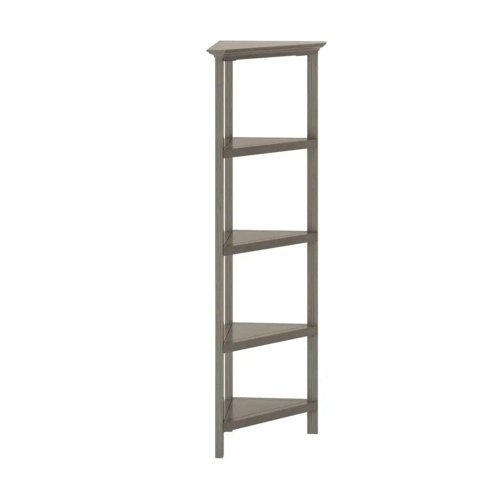 Gray Solid Wood Corner Bookcase - NOBLE HOME INTERIORS