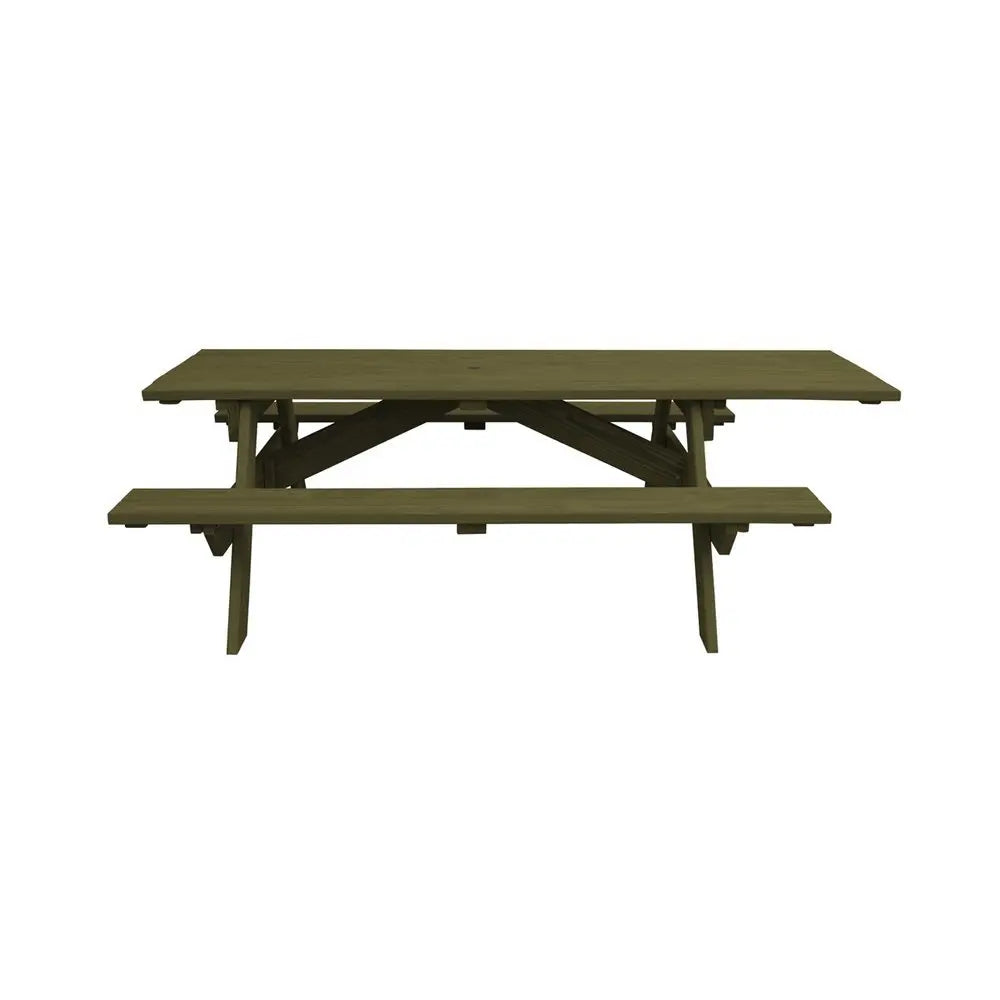 Green Solid Wood Outdoor Picnic Table Umbrella Hole - NOBLE HOME INTERIORS