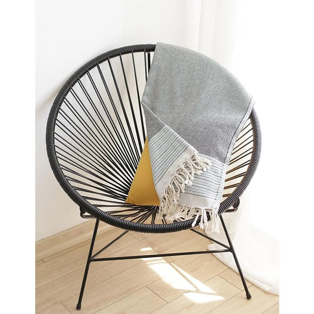 Grey And Blue Striped Turkish Towel Or Throw Blanket - NOBLE HOME INTERIORS