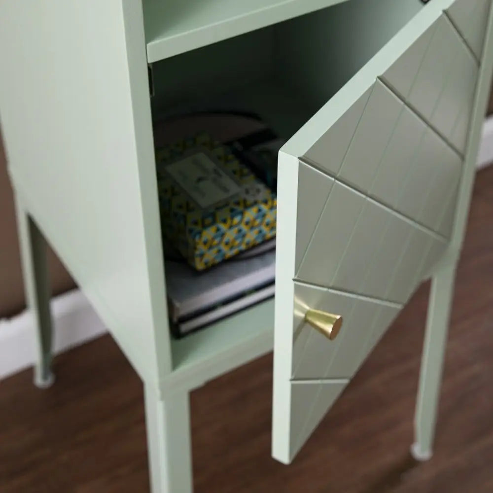 Pale Green Crosshatch Accent Storage Cabinet - NOVA HOME FURNITURE